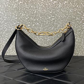 Valentino Garavani Guitar Rockstud Hobo Bag Black 29x23x11cm