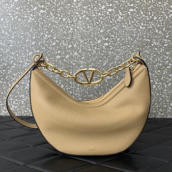 Valentino Garavani Guitar Rockstud Hobo Bag Beige 29x23x11cm