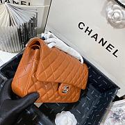 Chanel Medium Flap Bag Lambskin Caramel Silver 25cm - 6