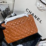 Chanel Medium Flap Bag Lambskin Caramel Silver 25cm - 5