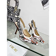 Dior J'Adior Slingback Pump Embroidered Cotton White Multicolor 10cm - 1