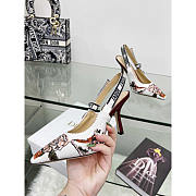 Dior J'Adior Slingback Pump Embroidered Cotton White Multicolor 10cm - 5