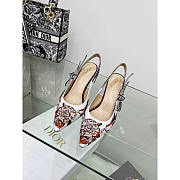 Dior J'Adior Slingback Pump Embroidered Cotton White Multicolor 10cm - 4