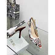 Dior J'Adior Slingback Pump Embroidered Cotton White Multicolor 10cm - 2