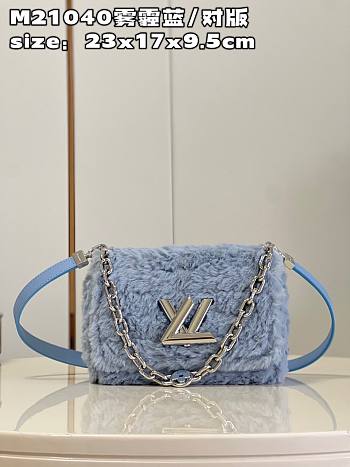 Louis Vuitton LV Twist MM Blue Silver 23 x 17 x 9.5 cm