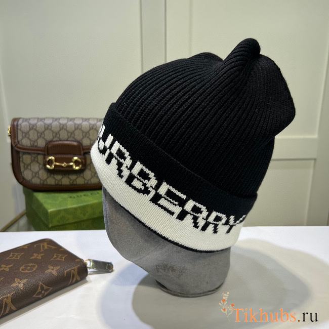 Burberry Logo Intarsia Cashmere Beanie Black - 1