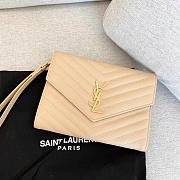 YSL Tan Matelasse Envelope Wristlet Clutch 21x16x3cm - 1