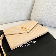 YSL Tan Matelasse Envelope Wristlet Clutch 21x16x3cm - 5