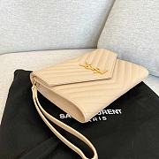 YSL Tan Matelasse Envelope Wristlet Clutch 21x16x3cm - 3