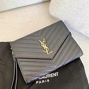 YSL Black Gold Matelasse Envelope Wristlet Clutch 21x16x3cm - 1