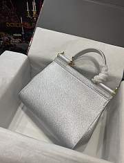 Dolce & Gabbana Medium Sicily Handbag In Dauphine Leather Silver 25x20x12cm - 4