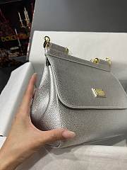 Dolce & Gabbana Medium Sicily Handbag In Dauphine Leather Silver 25x20x12cm - 5