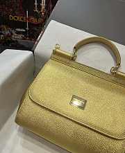 Dolce & Gabbana Medium Sicily Handbag In Dauphine Leather Gold 25x20x12cm - 6