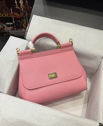 Dolce & Gabbana Medium Handbag In Dauphine Leather Pink 25x20x12cm