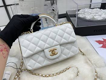 Chanel Small Top Handle Lambskin White Gold HW 20x12x6cm