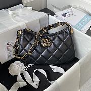 Chanel 23K Hobo Bag Lambskin Gold Metal Black 23.5x13.5x5.3cm - 1