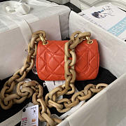 Chanel Mini Flap Bag Lambskin & Ash-Wood Light Orange 11x18x7cm - 5