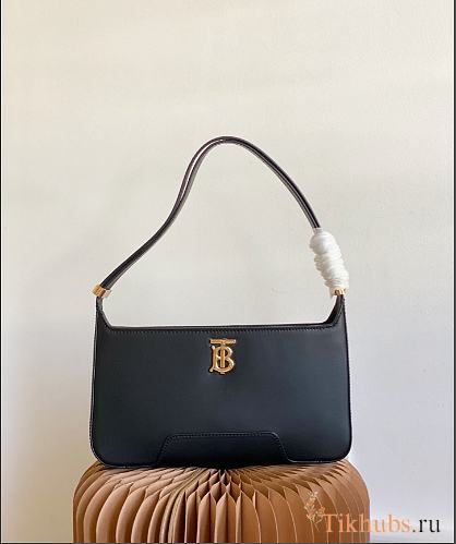 Burberry Leather TB Shoulder Bag Black 28x5x14cm - 1