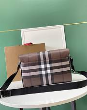 Burberry Exaggerated Check Coated Messenger Bag Brown 37x10x24cm - 4