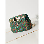 Chanel Large Flap Bag Top Handle Wool Tweed Green Multi 29x19x9cm - 4