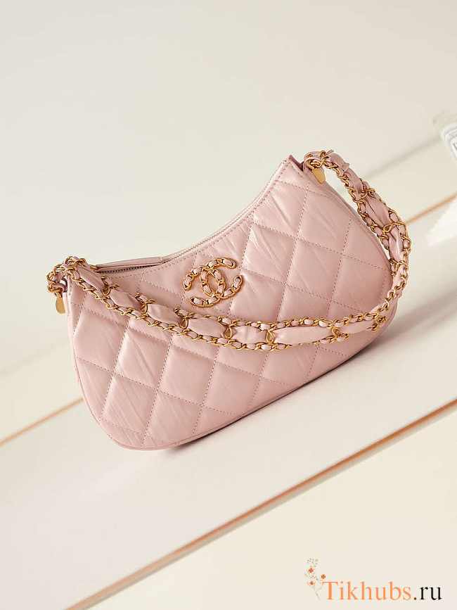 Chanel 23K Hobo Bag Lambskin Gold Metal Pink 23.5x13.5x5.3cm - 1