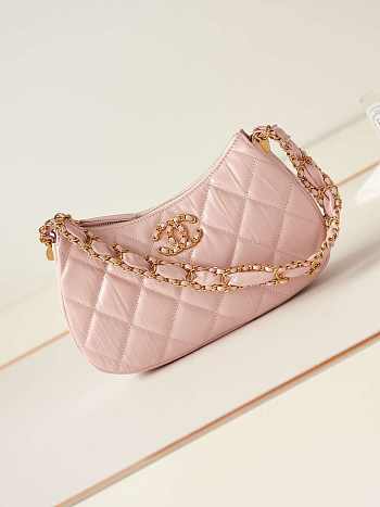 Chanel 23K Hobo Bag Lambskin Gold Metal Pink 23.5x13.5x5.3cm