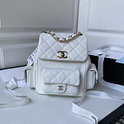 Chanel Small Backpack Caviar White Gold 21.5cm - 1