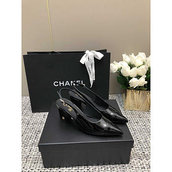 Chanel Slingbacks Patent Calfskin Black 6.5cm