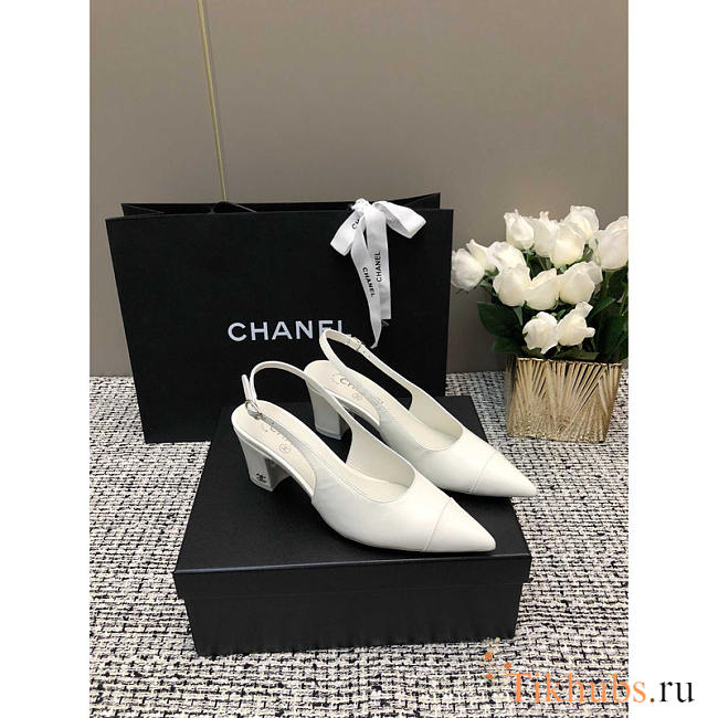 Chanel Slingbacks Patent Calfskin White 6.5cm - 1