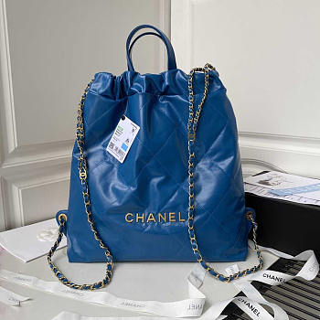 Chanel Large Back Pack Calfskin Chanel 22 Blue 51x40x9cm