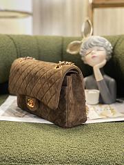 Chanel Medium Flap Bag Suede Gold Metal Brown 25cm - 2