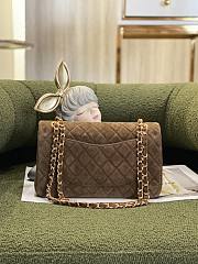 Chanel Medium Flap Bag Suede Gold Metal Brown 25cm - 3