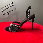 Christian Louboutin Emilie 100mm Crystal Black Suede Sandals - 1