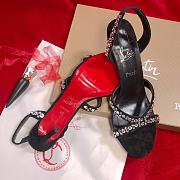 Christian Louboutin Emilie 100mm Crystal Black Suede Sandals - 5