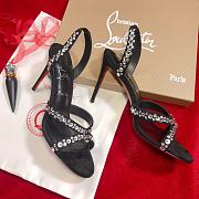 Christian Louboutin Emilie 100mm Crystal Black Suede Sandals - 4