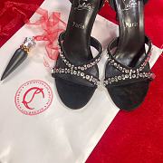 Christian Louboutin Emilie 100mm Crystal Black Suede Sandals - 3