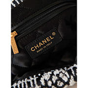 Chanel Velvet Camellia Quilted Chanel 22 Black White 39x42x8cm - 5