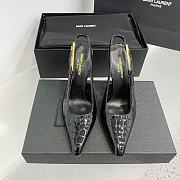 YSL Black Crocodile Leather Slingback Pumps 10cm - 2