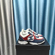 Chanel Calfskin Light Burgundy Sneakers Blue Red And White - 1