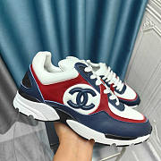 Chanel Calfskin Light Burgundy Sneakers Blue Red And White - 4