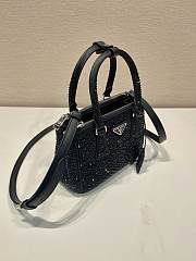 Prada Galleria Satin Mini Bag Crystals Black 20x14.5x9.5cm - 4