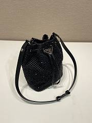 Prada Satin Mini Bag With Crystals Black 19.5x15.5x10cm - 5