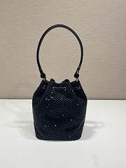 Prada Satin Mini Bag With Crystals Black 19.5x15.5x10cm - 4