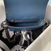 Chanel 23k Flap Bag Blue Gold 13.5x20.5x5cm - 4