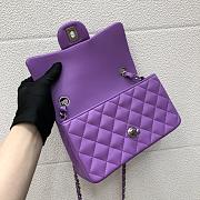 Chanel Small Flap Bag Purple Lambskin Silver 20cm - 5