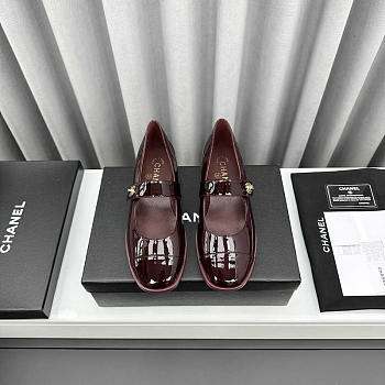 Chanel Mary Janes Patent Calfskin Burgundy