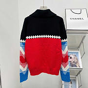 Louis Vuitton LV Tricolor Knit High Neck Pullover Bright Red - 5