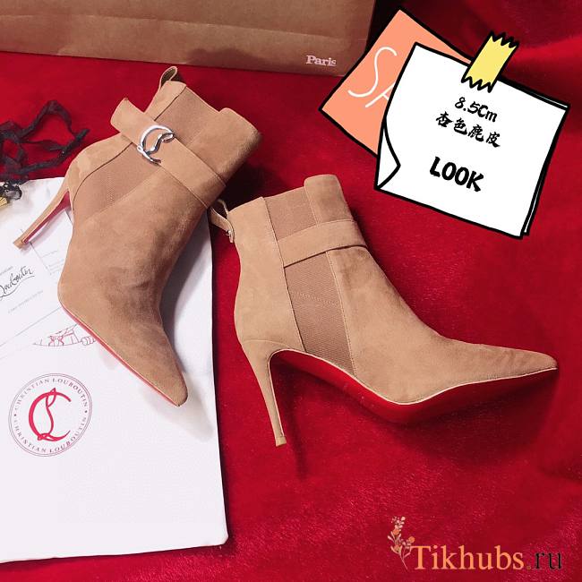 Christian Louboutin Brown Chelsea Suede Ankle Boots 8.5cm - 1