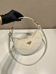 Prada Arque Bag Shearling White 22.5x18.5x6.5cm - 2