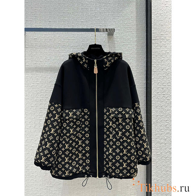 Louis Vuitton LV Monogram Jacquard Knit Jacket Black and Brown - 1